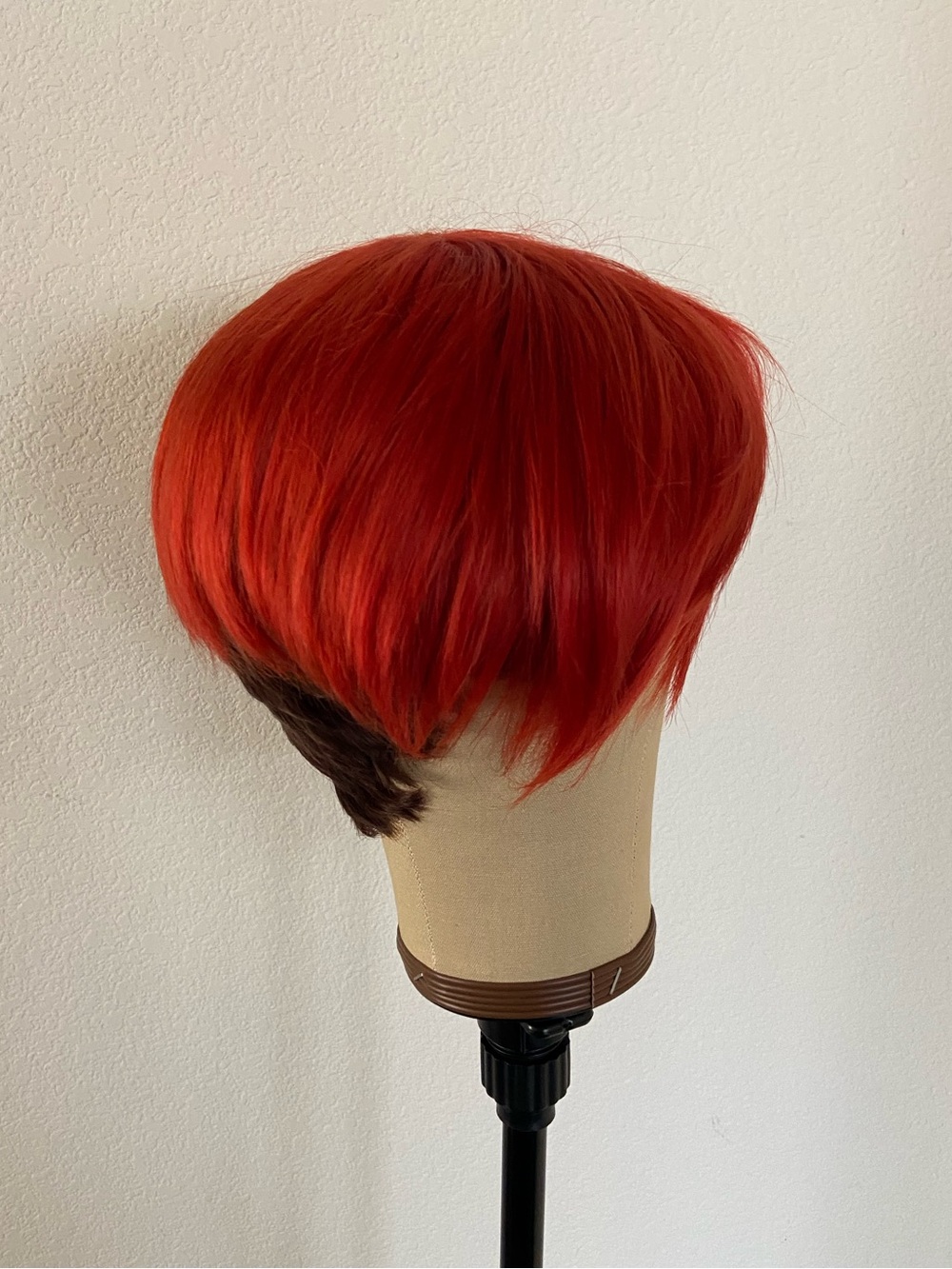 Red Bangs with Dark Brown Undercut Synthetic Wig